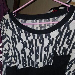 Black and Gray Graphic Long Sleeve Top